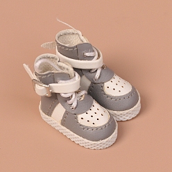 Gray Imitation Leather Doll Sneakers, for BJD Girl Doll Accessories, Gray, 25x11mm