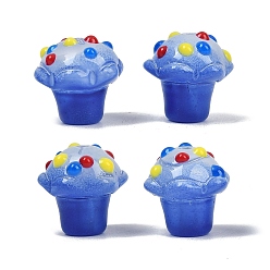 Темно-Голубой Стеклянные бугорчатые бусины, мороженое, с эмалью, окрашенный и сердечный, глубокое синее небо, 13.5x13 мм, отверстие : 1.6 мм