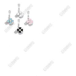 Платина 10шт. подвески из сплава со стразами, с эмалью, Эйфелева башня с цветком, платина, 24.5x14.5x3 мм, отверстие : 1.8 мм