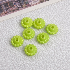 Green Yellow Opaque Acrylic Beads, Flower, Green Yellow, 9x5mm, Hole: 2mm