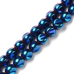 Blue Plated Electroplate Transparent Glass Beads Strands, Full Plated, Twist, Blue Plated, 9.5x10x10mm, Hole: 1.5mm, about 66pcs/strand, 25.98 inch(66cm)