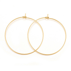 Настоящее золото 18K 316 хирургические брелоки для бокалов из нержавеющей стали, обручание серьги, DIY материал для баскетбола обруча серьги жены, реальный 18 k позолоченный, 21 датчик, 37x35x0.7 мм