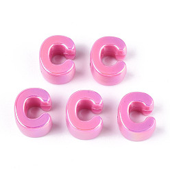 Letter C Непрозрачные акриловые бусины с УФ-покрытием, радужный, буква С, 20x17x13.5 мм, отверстие : 6 мм