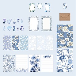 Light Steel Blue Scrapbook Paper Kit, for DIY Album Scrapbook, Greeting Card, Background Paper, Rectangle with Flower Pattern, Light Steel Blue, 30~210x40~297mm, 40pcs/set