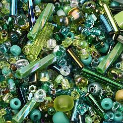 Зеленый Смесь бисера миюки, японский бисер, разнообразные, зелёные, 1~9x1.5~2 мм, отверстие : 0.5~1 мм