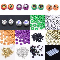 (52) Непрозрачная лаванда Наборы для самостоятельного изготовления украшений на тему Хэллоуина: полимерная глина, пластиковые разделители CCB, бусины из АБС-пластика и акрила., разноцветные, 5~9x1~6 мм, отверстие : 1.2~2 мм