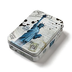 Human Rectangle Tinplate Storage Box, Jewelry Box, for DIY Candles, Dry Storage, Spices, Tea, Candy, Party Favors, The Statue of Liberty, Human, 9.5x6.9x2.35cm