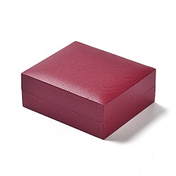 FireBrick Wood Cover with PU Leather Jewelry Packaging Boxes, with Sponge Inside, for Necklaces, Rectangle, FireBrick, 8x7x3.3cm