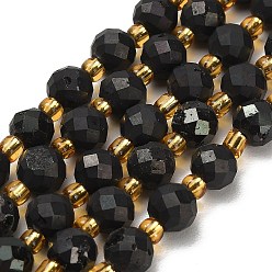 Черный Гальванические природные друзы геод, граненые, круглые, с бисером, чёрные, 8 мм, отверстие : 1.2 мм, около 17 шт / нитка, 7.56'' (19.2 см)