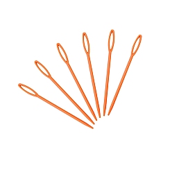 Orange Foncé Aiguilles à tricoter en fil plastique, aiguilles émoussées à gros chas, aiguille d'artisanat pour enfants, orange foncé, 90x0.7mm