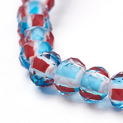 Dark Red Handmade Lampwork Beads Strands, Faceted, Rondelle, Dark Red, 9~10x6~7mm, Hole: 0.8~3mm, about 57pcs/strand, 14.9 inch(38cm)