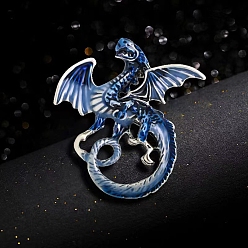 Синий Булавки с эмалью дракона для мужчин, брошь из сплава для рюкзака, синие, 43x40 мм