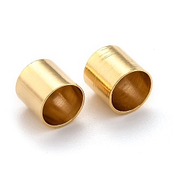 Real 24K Gold Plated Brass Cord End, End Caps Long-Lasting Plated, Column, Real 24K Gold Plated, 7x6mm, Hole: 1.4mm, Inner Diameter: 5mm