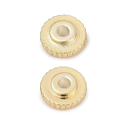 Настоящее золото 14K Spacer бисер латунные, плоско-круглые, реальный 14 k позолоченный, 6x2.3 мм, отверстие : 1.5 мм