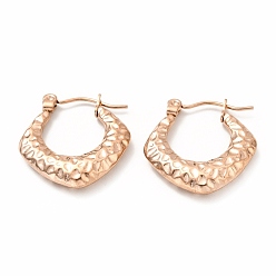 Розовое Золото Ионное покрытие (ip) 304 серьги-кольца из нержавеющей стали с массивными ромбами для женщин, розовое золото , 20x19x4 мм, штифты : 0.7 мм