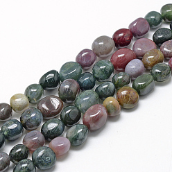 Indian Agate Natural Indian Agate Beads Strands, Oval, 8~15x7~12x4~12mm, Hole: 1mm, about 30~45pcs/strand, 15.7 inch