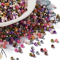 Colorful Baking Paint Glass Seed Beads, Cylinder, Colorful, 2.5x2mm, Hole: 1.4mm, about 45359pcs/pound