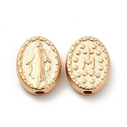 Light Gold Alloy Beads, Oval with Lady of Graces, Light Gold, 11.5x9x3mm, Hole: 1.6mm