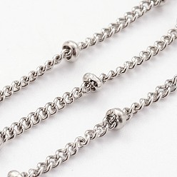 Stainless Steel Color 304 Stainless Steel Twisted Chains, Curb Chains, Soldered, Satellite Chains, with Spool, Rondelle Beads, Stainless Steel Color, 2x1mm, about 32.8 Feet(10m)/roll