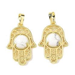 Говлит Природные подвески Говлит, латунные полые хамса ручные амулеты, стойки покрытие, без кадмия и без свинца, золотые, 33x22x6.5 мм, отверстие : 7.5x5 мм