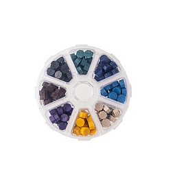 Colorful 8 Grids Sealing Wax Particles, for Retro Seal Stamp, Octagon, Colorful, 150mm, 22pcs/gird