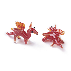 Red Home Decorations, Handmade Lampwork Display Decorations, Dinosaur, Red, 33~40x11~14x20~23mm