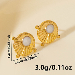 Золотой 304 плоские круглые серьги-гвоздики из нержавеющей стали, золотые, 14x16 мм