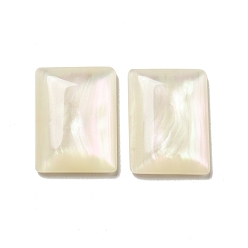 Seashell Color Resin Cabochons, Pearlized, Imitation Cat Eye, Rectangle, Seashell Color, 24x18x5mm