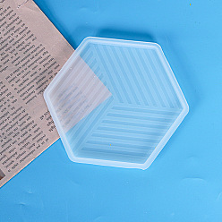 White Imitation Cube Coaster Food Grade Silicone Molds, Resin Casting Molds, for UV Resin & Epoxy Resin Craft Making, Hexagon, White, 118x105x8mm