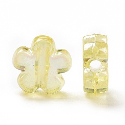 Champagne Yellow Transparent Acrylic Beads, Clear AB Color, Flower, Champagne Yellow, 10x10x4mm, Hole: 1.8mm, about 1905pcs/500g