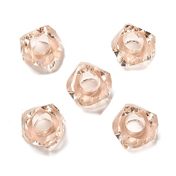 PeachPuff Transparent Resin European Beads, Large Hole Beads, Faceted, Polygon, PeachPuff, 13~13.5x8mm, Hole: 5.7mm