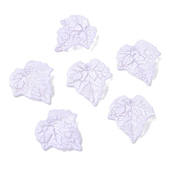 Lilac Baking Paint Acrylic Pendants, UV Plating, Leaf with Cracks Charms, Lilac, 24x23x3.5mm, Hole: 1.6mm