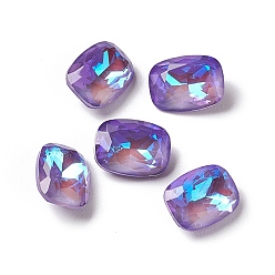 Violet Mocha Fluorescent Style K9 Glass Rhinestone Cabochons, Pointed Back, Rectangle, Violet, 8x6x3mm