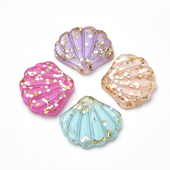 Mixed Color Resin Paillette Pendants, Shell, Mixed Color, 20x22x3mm, Hole: 1.6mm