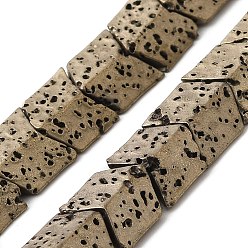 Light Gold Plated Electroplated Natural Lava Rock Beads Strands, Arrow, Light Gold Plated, 9x8.5x4mm, Hole: 1mm, about 57pcs/strand, 16.54''(42cm)