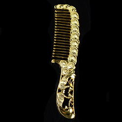 Golden Rack Plating Alloy Hair Combs Findings, Mandarin Duck, Golden, 124x27mm