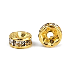 Кристалл Латунные бусины разделители для поставки стразов, класс AAA, прямой фланец, без никеля , золото , рондель, кристалл, 7x3.2 мм, отверстие : 1.8 мм