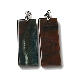 Indian Agate Natural Indian Agate Big Pendants, Rectangle Charms, with Rack Plating Platinum Plated Brass Snap on Bails, Lead Free & Cadmium Free, 48~51x19~20x6~7.5mm, Hole: 5.7x4mm