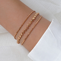 0042 Gold Chic and Stylish 3-Piece Set of European Beaded Bracelets for Women
