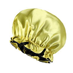 Jaune Bonnet de sommeil doublé de satin double couche pour chimiothérapie - chapeau rond extra large