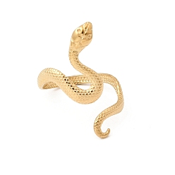 Золотой 304 открытые кольца манжеты из нержавеющей стали, змея, золотые, 27.5 мм, внутренний диаметр: 18 мм