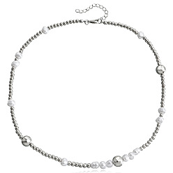 ZW105 Minimalist Grey Beaded Handmade Heart Pendant Necklace for Women