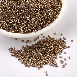 (DB0115) Темный  Топазовый  Золотой Блеск Бусины miyuki delica, цилиндр, японский бисер, 11/0, (дб 0115) темный топаз золотой блеск, 1.3x1.6 мм, отверстие : 0.8 мм, Около 2000 шт / 10 г