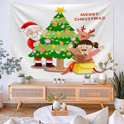 Christmas Tree Christmas Theme Polyester Wall Hanging Tapestry, for Bedroom Living Room Decoration, Rectangle, Ghost White, 730x950mm