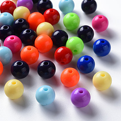 Mixed Color Opaque Acrylic Beads, Round, Mixed Color, 12x11mm, Hole: 1.8mm, about 566pcs/500g