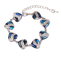 Heart Natural Shell Link Chain Bracelet for Women, Heart, 7-1/2 inch(19cm)