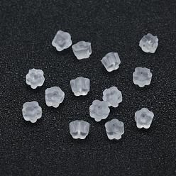 Clear Eco-Friendly Plastic Ear Nuts, Earring Backs, Flower, Clear, 4x4x2.5mm, Hole: 0.5mm, about 9500pcs/bag