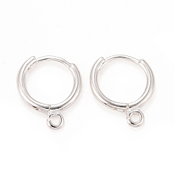 Посеребрённый Фурнитура для сережек из экологически чистой латуни, с горизонтальной петлей, без свинца и без кадмия, кольцо, 925 серебро покрытием, 14x11.5x1.5 мм, отверстие : 1 мм, штифты : 0.5 мм