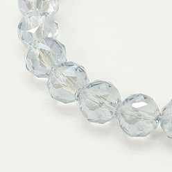 Alice Blue Electroplate Glass Beads Strands, Full Pearl Luster Plated, Faceted, Round, Alice Blue, 8mm, Hole: 1mm