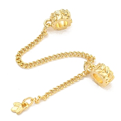 Golden Rack Plating Alloy Leaf European Beads with Safety Chains, Large Hole Beads, Cadmium Free & Nickel Free & Lead Free, Golden, 130mmm, ring: 13x10x5.5mm
